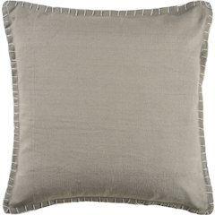 Ox Bay Hand-Woven Taupe Bordered All-Natural Cotton Pillow Cover