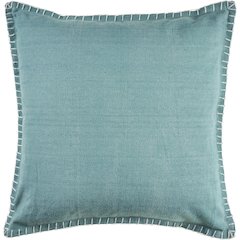 Ox Bay Hand-Woven Teal Bordered All-Natural Cotton Pillow Cover