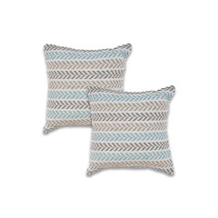 Ox Bay Turquoise Chevron All-Natural Cotton Square 2 Piece Pillow Cover Set