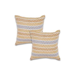 Ox Bay Orange Chevron All-Natural Cotton Square 2 Piece Pillow Cover Set