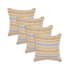 Ox Bay Orange Chevron All-Natural Cotton Square 4 Piece Pillow Cover Set