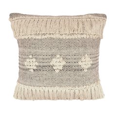Ox Bay Hand-Woven Gray/Cream Geometric All-Natural Cotton Pillow Cover