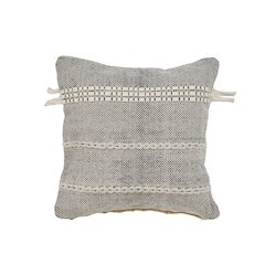 Ox Bay Hand-Woven Gray/Cream Stripe All-Natural Cotton Pillow Cover