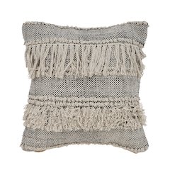Ox Bay Hand-Woven Gray/White Geometric All-Natural Cotton Pillow Cover