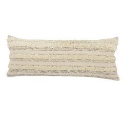 Ox Bay Hand-Woven Cream/Grey Stripe All-Natural Cotton Pillow Cover