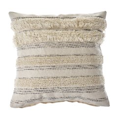 Ox Bay Hand-Woven Cream/Grey Stripe All-Natural Cotton Pillow Cover