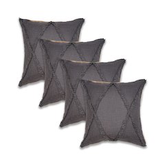 Ox Bay Dark Gray Solid All-Natural Cotton Square 4 Piece Pillow Cover Set