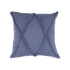 Ox Bay Hand-Woven Denim Blue Diamond All-Natural Cotton Pillow Cover