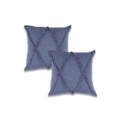 Ox Bay Denim/Blue Solid All-Natural Cotton Square 2 Piece Pillow Cover Set