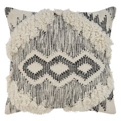 Ox Bay Hand-Woven Black/Off-White Geometric Wool Cotton Blend Pillow Cover