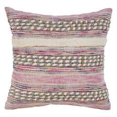 Ox Bay Hand-Woven Pink/Ivory Stripe Cotton Blend Pillow Cover