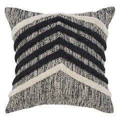 Ox Bay Hand-Woven Black/White Distressed All-Natural Cotton Pillow Cover