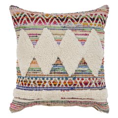 Ox Bay Hand-Woven Multicolored/Cream Diamond All-Natural Cotton Pillow Cover