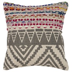 Ox Bay Hand-Woven Gray/Multicolored Chevron Cotton Blend Pillow Cover