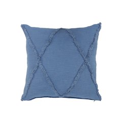 Ox Bay Hand-Woven Dark Cobalt Blue Diamond All-Natural Cotton Pillow Cover