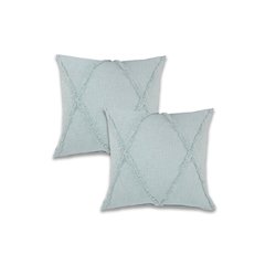 Ox Bay Pastel Blue Solid All-Natural Cotton Square 2 Piece Pillow Cover Set