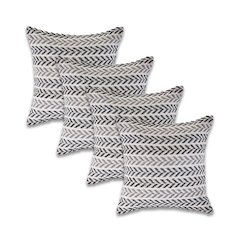 Ox Bay Black Chevron All-Natural Cotton Square 4 Piece Pillow Cover Set