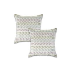 Ox Bay Green/Blue Chevron All-Natural Cotton Square 2 Piece Pillow Cover Set