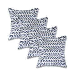 Ox Bay Indigo Chevron All-Natural Cotton Square 4 Piece Pillow Cover Set