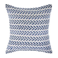 Ox Bay Hand-Woven White/Blue Chevron All-Natural Cotton Pillow Cover