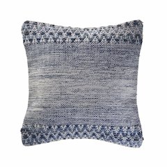 Ox Bay Hand-Woven Blue/White Distressed Cotton Blend Pillow Cover