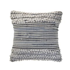 Ox Bay Hand-Woven Blue/Grey Stripe Cotton Blend Pillow Cover
