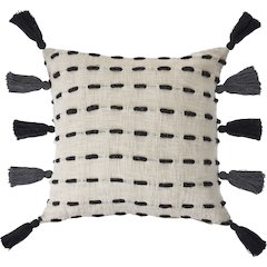 Ox Bay Hand-Woven Black/Cream Stripe Cotton Blend Pillow Cover