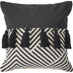 Ox Bay Hand-Woven Black/White Geometric All-Natural Cotton  Pillow Cover