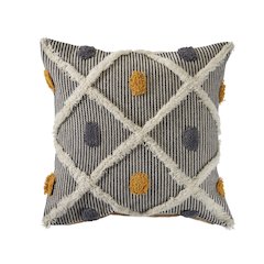 Ox Bay Hand-Woven Black/Yellow Stripe Cotton Wool Blend Pillow Cover