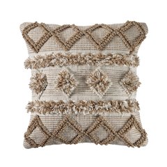 Ox Bay Hand-Woven Tan/White Diamond Indoor Outdoor Pillow Cover