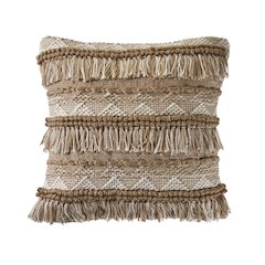 Ox Bay Hand-Woven Brown/White Stripe Indoor Outdoor Pillow Cover
