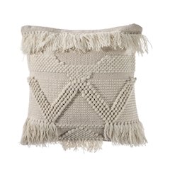 Ox Bay Hand-Woven Beige/Cream Tribal Cotton Blend Pillow Cover