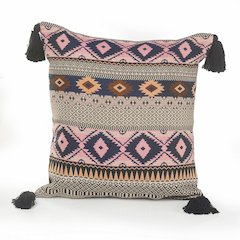 Southwestern Sunrise Geometric Throw Pillow with Tassels
