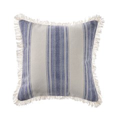Ox Bay Hand-Woven Blue/White Stripe All-Natural Cotton  Pillow Cover