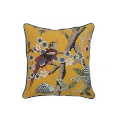 Ox Bay Hand-stitched Yellow/Brown Animal All-Natural Cotton  Pillow Cover