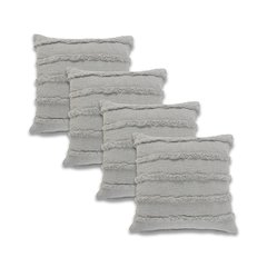 Ox Bay Gray Solid All-Natural Cotton  Square 4 Piece Pillow Cover Set