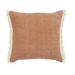 Caramel Coated Fringed Throw Pillow