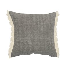 Charcoal Gray Solid Fringed Throw Pillow