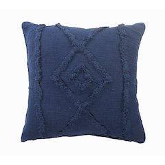 Ox Bay Hand-Woven Blue  Diamond All-Natural Cotton  Pillow Cover