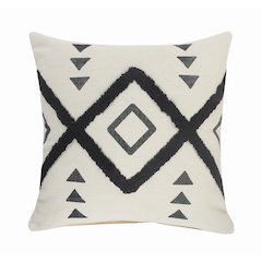 Ox Bay Hand-Woven Cream/Black Tribal All-Natural Cotton  Pillow Cover