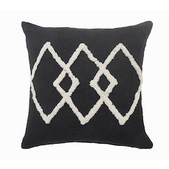 Ox Bay Hand-Woven Black/Cream Diamond All-Natural Cotton  Pillow Cover