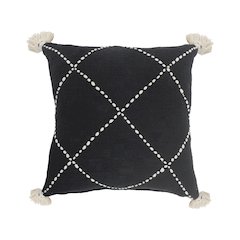 Ox Bay Hand-Woven Black/White Geometric All-Natural Cotton  Pillow Cover