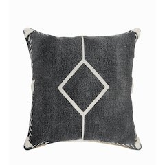 Ox Bay Hand-Woven Black/Cream Diamond All-Natural Cotton  Pillow Cover