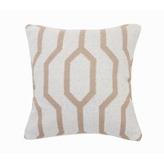 Ox Bay Hand-Woven White/Tan Geometric All-Natural Cotton  Pillow Cover