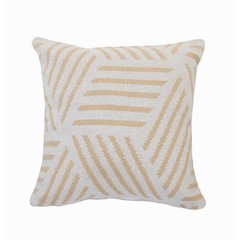 Ox Bay Hand-Woven White/Tan Geometric All-Natural Cotton  Pillow Cover