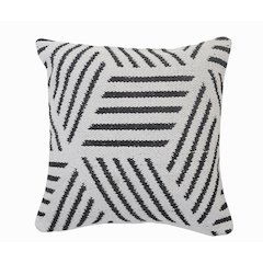 Ox Bay Hand-Woven White/Black Geometric All-Natural Cotton  Pillow Cover