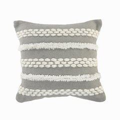 Gray Textured and Tufted Throw Pillow