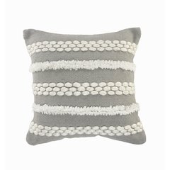 Ox Bay Hand-Woven Gray/White Geometric Resistant Polyester Pillow Cover