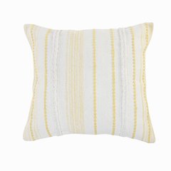 Ox Bay Hand-Woven White/Yellow Stripe All-Natural Cotton  Pillow Cover