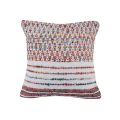 Ox Bay Hand-Woven Red/Multicolored Stripe Cotton Blend Pillow Cover